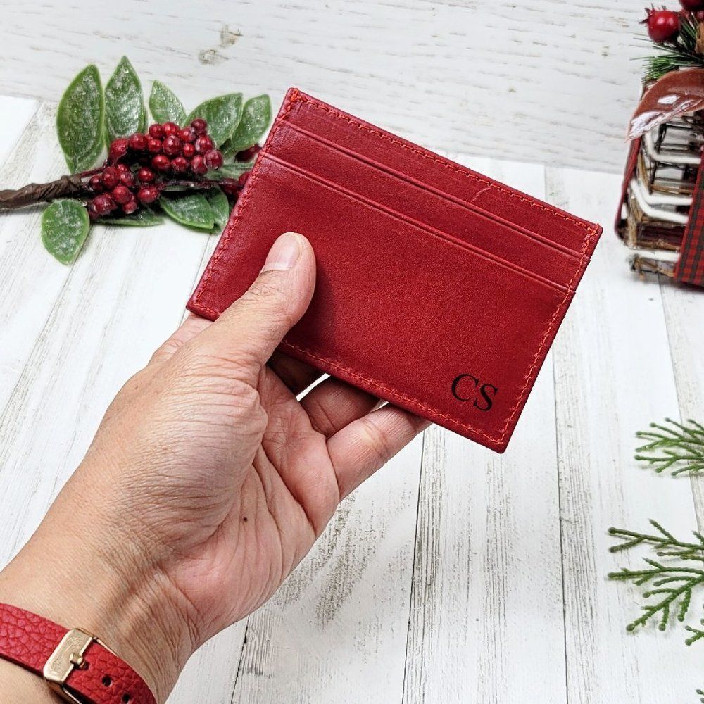 Handmade Vegetable Tanned Small Wallet in Red